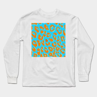 Leopard Print Orange Blue Long Sleeve T-Shirt